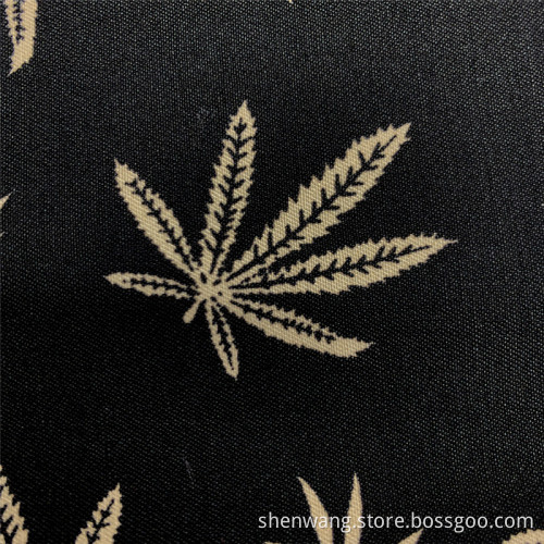 Rayon Bengaline Print Maple Leaf Style Garment Fabric